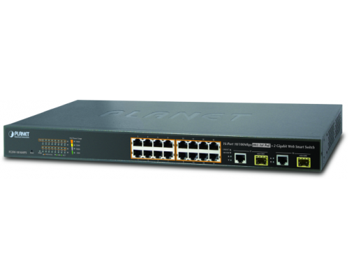 Коммутатор PLANET 16-Port 10/100TX 802.3at High Power POE +  2-Port Gigabit TP/SFP Combo Managed Ethernet Switch (220W)