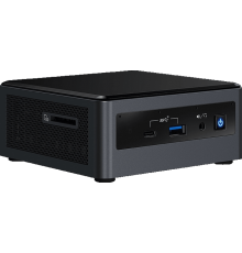 Неттоп Intel NUC, Intel Core i7-10710U, 4.7 GHz Turbo, 8GB DDR4-2666 SODIMM pre-installed (up to 64Gb max), VGA Intel UHD Graphics (USB-C(DP1.2)+HDMI 2.0a), 4xUSB3.1, 1x16Gb m.2 SSD (intel Optane), 1x1TB SATA3 2.5HDD, GBL, WiFi+BT, SDXC slot, Black,V