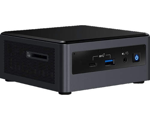 Неттоп Intel NUC, Intel Core i7-10710U, 4.7 GHz Turbo, 8GB DDR4-2666 SODIMM pre-installed (up to 64Gb max), VGA Intel UHD Graphics (USB-C(DP1.2)+HDMI 2.0a), 4xUSB3.1, 1x16Gb m.2 SSD (intel Optane), 1x1TB SATA3 2.5HDD, GBL, WiFi+BT, SDXC slot, Black,V