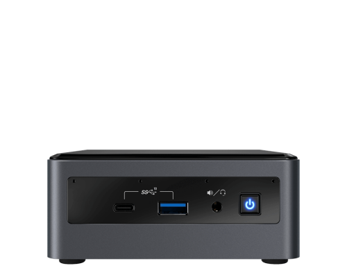 Неттоп Intel NUC, Intel Core i7-10710U, 4.7 GHz Turbo, 8GB DDR4-2666 SODIMM pre-installed (up to 64Gb max), VGA Intel UHD Graphics (USB-C(DP1.2)+HDMI 2.0a), 4xUSB3.1, 1x16Gb m.2 SSD (intel Optane), 1x1TB SATA3 2.5HDD, GBL, WiFi+BT, SDXC slot, Black,V