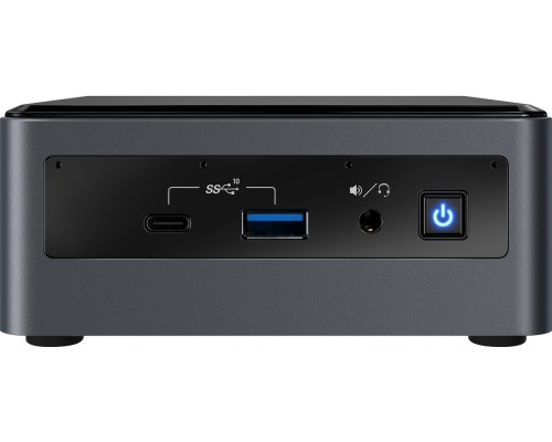 Неттоп Intel NUC, Intel Core i3-10110U, 4.1 GHz Turbo, 4GB DDR4-2666 SODIMM pre-installed (up to 64Gb max), VGA Intel UHD Graphics (USB-C(DP1.2)+HDMI 2.0a), 4xUSB3.1, 1x16Gb m.2 SSD (intel Optane), 1x1TB SATA3 2.5HDD, GBL, WiFi+BT, SDXC slot, Black,V