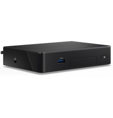 Неттоп Intel NUC, Intel Celeron N3350, 2.4 GHz, 4GB RAM pre-installed, VGA Intel HD Graphics 500 (1x HDMI 2.0a, 1x HDMI 1.4), 2xUSB3.0, 2xUSB 2.0, 1x m.2 SSD, 64GB eMMC, GBL, WiFi+BT, Fanless, IP50 rated, Black, no powercord, RS-232 header, Kensingto