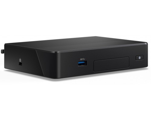 Неттоп Intel NUC, Intel Celeron N3350, 2.4 GHz, 4GB RAM pre-installed, VGA Intel HD Graphics 500 (1x HDMI 2.0a, 1x HDMI 1.4), 2xUSB3.0, 2xUSB 2.0, 1x m.2 SSD, 64GB eMMC, GBL, WiFi+BT, Fanless, IP50 rated, Black, no powercord, RS-232 header, Kensingto