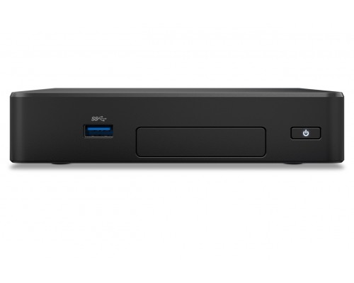 Неттоп Intel NUC, Intel Celeron N3350, 2.4 GHz, 4GB RAM pre-installed, VGA Intel HD Graphics 500 (1x HDMI 2.0a, 1x HDMI 1.4), 2xUSB3.0, 2xUSB 2.0, 1x m.2 SSD, 64GB eMMC, GBL, WiFi+BT, Fanless, IP50 rated, Black, no powercord, RS-232 header, Kensingto