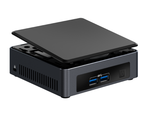 Неттоп Intel NUC, Intel Core i5 7300U, up to 3.5GHz, 8 Gb DDR4-2133 SODIMM pre-installed (up to 32Gb max, 1.2V), VGA Intel HD Graphics 620 (2xHDMI 4K), 4xUSB3.0, 256GB SSD pre-installed, GBL, WiFi+BT, vPro, noCR, Black, VESA, US powercord, Kensington