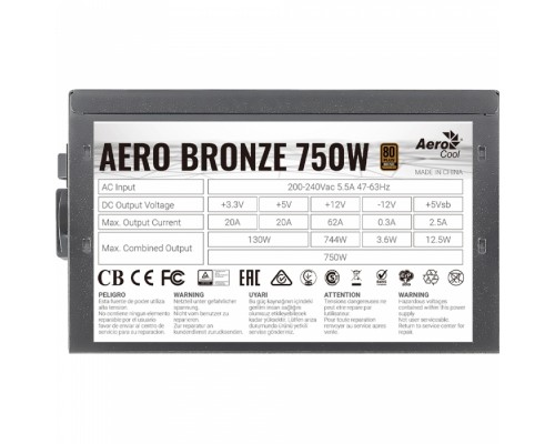 Блок питания AERO BRONZE 750 750W, 80 Plus Bronze