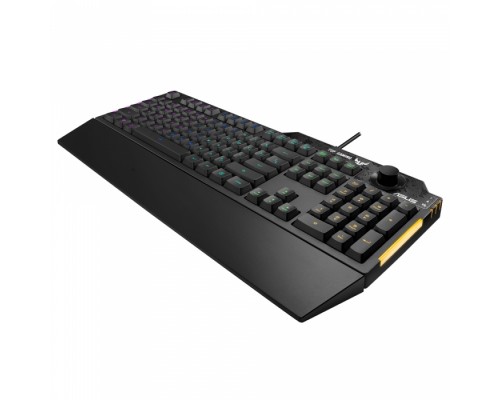 Игровая клавиатура TUF Gaming K1 , чёрная (мембранная, RGB подсветка, USB, регулятор громкости),