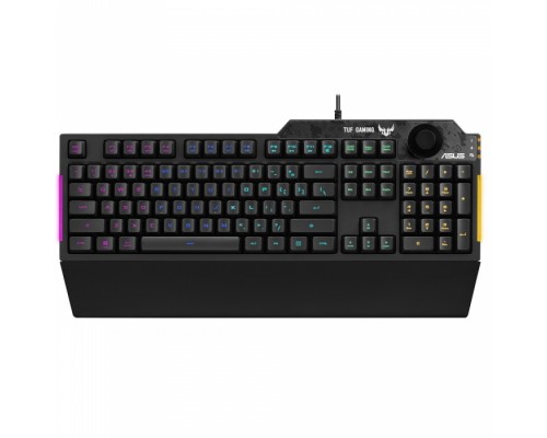 Игровая клавиатура TUF Gaming K1 , чёрная (мембранная, RGB подсветка, USB, регулятор громкости),