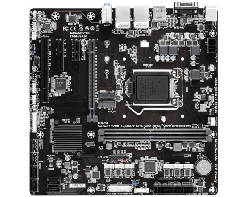 Материнская плата GA-IMB410M, Socket 1200, Intel®H410, 2xDDR4-2666, D-SUB+HDMI+DP, 1xPCI-Ex16, 2xPCI-Ex1, 1xPCI, 4xSATA3, 1xM.2, 8 Ch Audio, 2xGLan, (0+4)xUSB2.0, (4+0)xUSB3.2, 2xPS/2, mATX, RTL