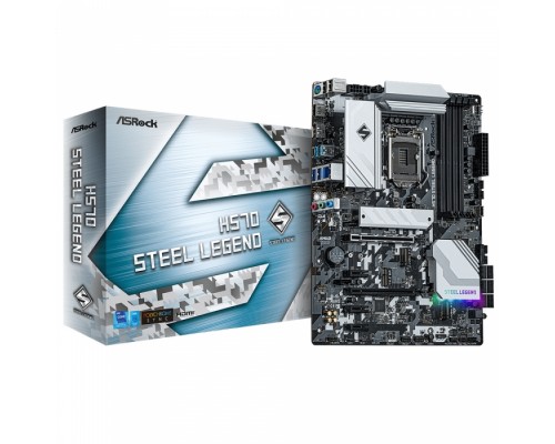 Материнская плата H570 STEEL LEGEND, Socket 1200, Intel®H570, 4xDDR4-3200, HDMI+DP, 2xPCI-Ex16, 3xPCI-Ex1, 6xSATA3(RAID 0/1/5/10), 3xM.2, 8 Ch Audio, 1x2.5GLan, (2+4)xUSB2.0, (3+4)xUSB3.2, (1+1)xUSB3.2 Type-C™, 1xPS/2, ATX, RTL