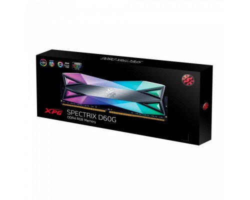 Оперативная память 8GB ADATA DDR4 3200 DIMM XPG SPECTRIX D60G RGB Grey Gaming Memory AX4U32008G16A-ST60 Non-ECC, CL16, 1.35V, Heat Shield, RTL, (931085)