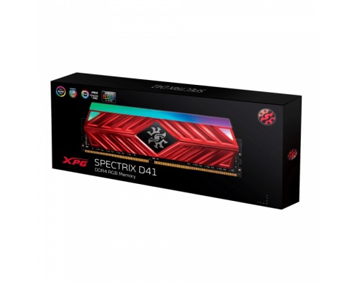 Оперативная память 16GB ADATA DDR4 3200 DIMM XPG SPECTRIX D41 RGB Red Gaming Memory AX4U320016G16A-SR41 Non-ECC, CL16, 1.35V, Heat Shield, RTL, (931191)