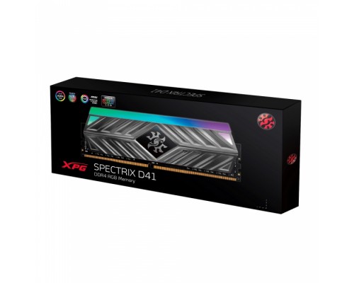 Оперативная память 16GB ADATA DDR4 3000 DIMM XPG SPECTRIX D41 RGB Grey Gaming Memory AX4U300016G16A-ST41 Non-ECC, CL16, 1.35V, Heat Shield, RTL, (931160)