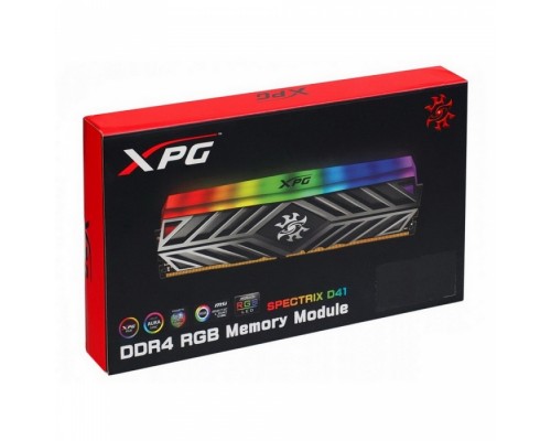 Оперативная память 16GB ADATA DDR4 3000 DIMM XPG SPECTRIX D41 RGB Grey Gaming Memory AX4U30008G16A-DT41 Non-ECC, CL16, 1.35V, Heat Shield, Kit (2x8GB), RTL, (930927)