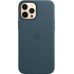 Чехол iPhone 12 Pro Max Leather Case with MagSafe - Baltic Blue