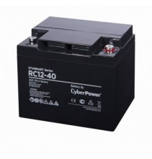 Аккумулятор для ИБП Battery CyberPower Standart series RС 12-40, voltage 12V, capacity (discharge 20 h) 40Ah, max. discharge current (5 sec) 380A, max. charge current 12A, lead-acid type AGM, terminals under bolt M6, LxWxH 197x165x170mm., full height
