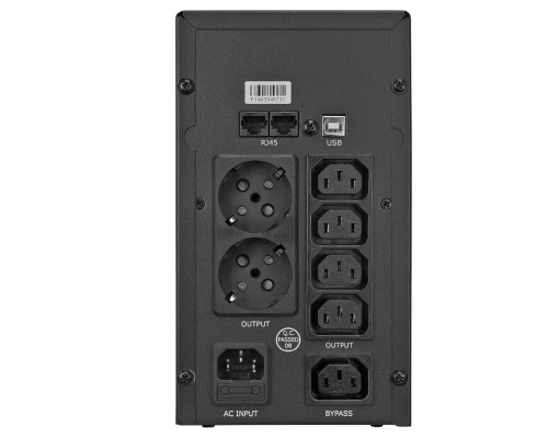 ИБП UPS CROWN 800VA/480W, metal, 1x12V/9AH, 4*IEC + 1*EURO sockets +1*IEC bybass, AVR 140-290V, 1.8m cable, RJ11/45, USB port