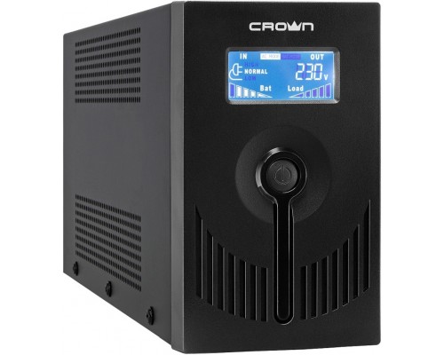 ИБП CROWN 650VA/390W, корпус металл, 1x12V/7AH, выходные розетки 6*IEC С13, трансформатор AVR 140-290V, cъёмный кабель 1.8 м, порт RJ-11/45, порт USB, LCD-экран, защита батареи от полного разряда, от перегрузки, от КЗ, ПО