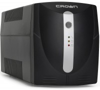 ИБП UPS CROWN 1000VA/600W,  металл, 2x12V/7AH, розетки 3*EURO, трансформатор AVR 155-295V, кабель 1.5 м, защита: батареи, от перегрузки, от КЗ, фильтрация входного напряжения                                                                            