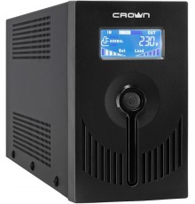 ИБП CROWN 650VA/390W, металл, 1x12V/7AH, выходные розетки 6*IEC С13, трансформатор AVR 140-290V, cъёмный кабель 1.8 м, порт RJ-11/45, порт USB, LCD-экран, защита батареи от полного разряда, от перегрузки, от КЗ, ПО                                    