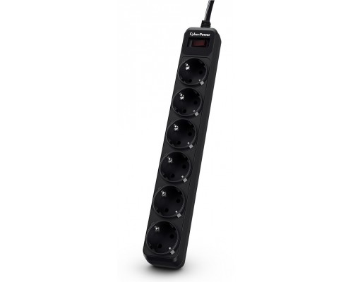 Сетевой фильтр Surge protector CyberPower B0620SB0-DE  1.8m, 6 outlet, 350 joules, 10A, black