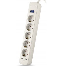 Сетевой фильтр Surge protector SVEN SF-05LU 1,8 м (5 евро розеток,2 USB) белый, цветная коробка                                                                                                                                                           