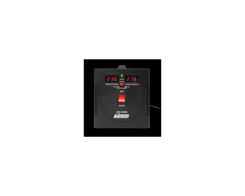 Стабилизатор Stabilizer POWERMAN AVS 2000D, black, step-type regulator, digital indicators of voltage levels, 2000VA, 140-260V, maximum input current 12A, 2 eurosockets, IP-20, floor standing, 200mm x 160mm x 190mm, 4.9kg.