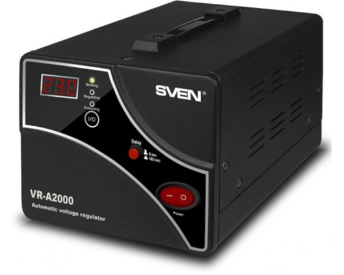 Стабилизатор Stabilizer SVEN VR-A2000, Relay, 2000VA, 1200W, 140-275v, 2 euro outlets, black, 250 ? 165 ? 189mm, 4.58kg.