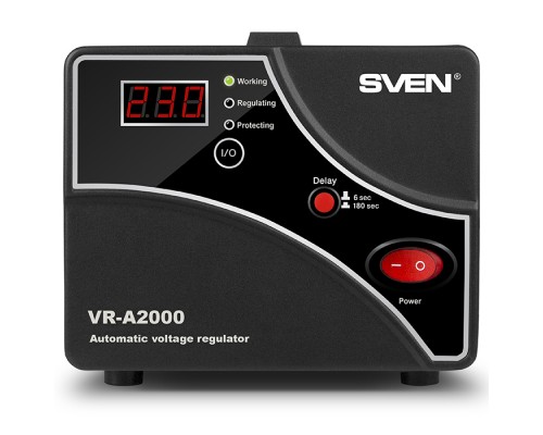 Стабилизатор Stabilizer SVEN VR-A2000, Relay, 2000VA, 1200W, 140-275v, 2 euro outlets, black, 250 ? 165 ? 189mm, 4.58kg.