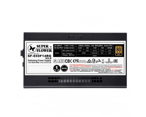 Блок питания Super Flower Power Supply Leadex III Gold ARGB Pro, 650W, ATX, 130mm, 6xSATA, 4xPCI-E(6+2), APFC, 80+ Gold, Full Modular