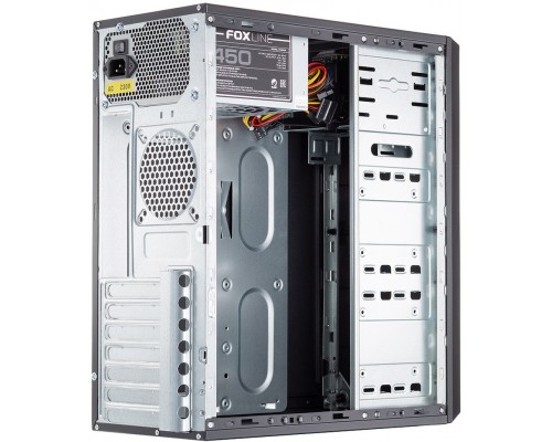 Корпус Case Foxline FL-302, ATX, 2x5.25EXT, 1x3.5EXT, 4x3.5INT, 2xUSB2.0, HDA, w/o FAN, w/450W ATX PSU(80mm), w/1.2m EU pwr cord