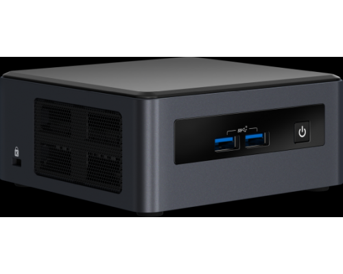 Неттоп Intel NUC, Intel Core i7-8665U, 4.8 GHz Turbo, DDR4-2400 SODIMM (up to 32Gb max), VGA Intel UHD Graphics 620 (USB-C(DP1.2)+2xHDMI 2.0a), 4xUSB3.1, 1x m.2 SSD, 1x2.5HDD, GBL, WiFi+BT, vPro, SDXC slot, Black,VESA, no powercord, IR-port, Kensingt