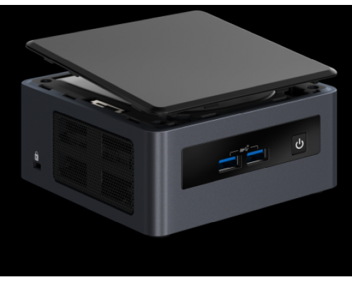 Неттоп Intel NUC, Intel Core i7-8665U, 4.8 GHz Turbo, DDR4-2400 SODIMM (up to 32Gb max), VGA Intel UHD Graphics 620 (USB-C(DP1.2)+2xHDMI 2.0a), 4xUSB3.1, 1x m.2 SSD, 1x2.5HDD, GBL, WiFi+BT, vPro, SDXC slot, Black,VESA, no powercord, IR-port, Kensingt