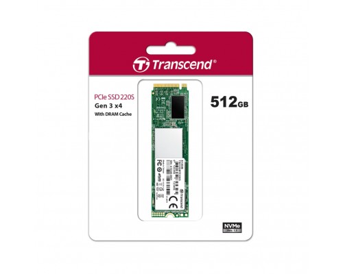 Накопитель SSD Transcend MTE220S SSD 512GB, 3D TLC, M.2 (2280), PCIe Gen 3.0 x4, NVMe, R3300/W2100, TBW 1100