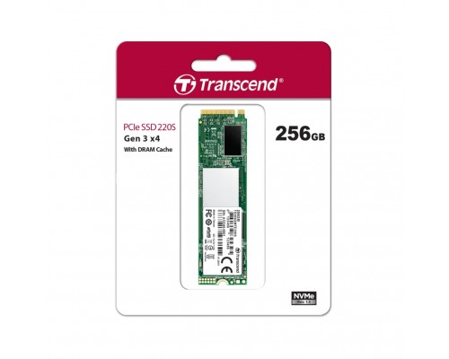 Накопитель SSD Transcend MTE220S SSD 256GB, 3D TLC, M.2 (2280), PCIe Gen 3.0 x4, NVMe, R3300/W1100, TBW 550