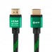 Кабель Greenconnect 2.0m HDMI версия 2.0, HDR 4:2:2, Ultra HD, 4K 60 fps 60Hz/5K*30Hz, 3D, AUDIO, 18.0 Гбит/с, 28/28 AWG, OD7.3mm, тройной экран, BICOLOR нейлон, AL корпус зеленый, GCR-51486