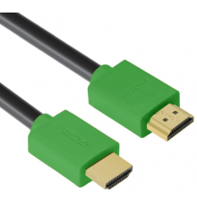 Кабель Greenconnect 5.0m HDMI версия 2.0, HDR 4:2:2, Ultra HD, 4K 60 fps 60Hz/5K*30Hz, 3D, AUDIO, 18.0 Гбит/с, 28/28 AWG, OD7.3mm, тройной экран, черный, зеленые коннекторы, GCR-HM421-5.0m                                                              