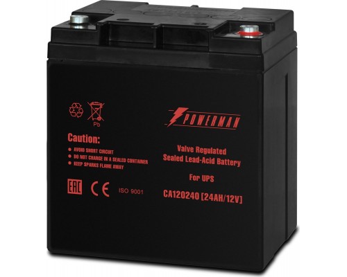 Комплект сменных батарей Battery POWERMAN Battery CA12240, voltage 12V, capacity 24Ah, max. discharge current 360A, max. charge current 7.2A, lead-acid type AGM, type of terminals M1,  166mm x 126mm x 174mm, 8.4 kg.