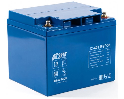 Комплект сменных батарей Skat i-Battery 12-40 LiFePo4 rechargeable battery, 12 V, 40 Ah Li-Ion battery, based on LiFePO4 cells IFR 32650, structure 4S7P. Rated voltage 12.8 V, charge voltage up to 14 V. Maximum discharge current up to 30 A; charge cu