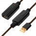 Удлинитель Greenconnect  USB 2.0 с 2-мя акивными усилителями сигнала 15.0m Premium, AM/AF 24/22 AWG экран, армированный, морозостойкий, разъём для доп.питания, GCR-UEC3M21-BD2S-15.0m