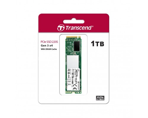 Накопитель Transcend MTE220S SSD 1TB, 3D TLC, M.2 (2280), PCIe Gen 3.0 x4, NVMe, R3400/W1900, TBW 2200