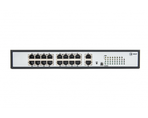 Коммутатор SKAT PoE-16E-2G PoE Plus switch, power 250W, ports: 16-Ethernet, 2-Uplink