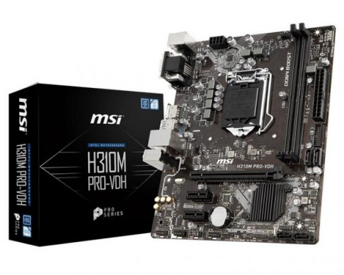 Материнская плата H310M PRO-VDH, Socket 1151, Intel®H310, 2xDDR4-2666, D-SUB+DVI-D+HDMI, 1xPCI-Ex16, 2xPCI-Ex1, 4xSATA3, 8 Ch Audio, GLan, (4+2)xUSB2.0, (2+2)xUSB3.1, 1xPS/2, mATX, RTL