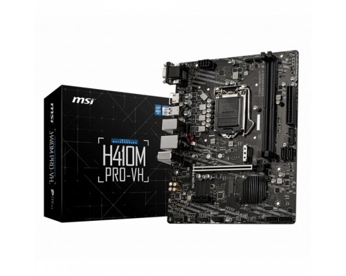 Материнская плата H410M PRO-VH Socket 1200, Intel® H410, 2xDDR4-2933, HDMI+VGA, 1xPCI-Ex16x, 1xPCI-Ex1x, 4xSATA3, 2xM.2, 8 Ch Audio, GLan, (4+2)xUSB2.0, (2+2)xUSB3.2, 1xPS/2, mATX, RTL