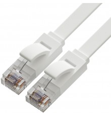 Патчкорд Патчкорд Greenconnect  PROF плоский прямой 15.0m, UTP медь кат.6, белый, 30 AWG, ethernet high speed 10 Гбит/с, RJ45, T568B, GCR-51790                                                                                                           