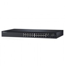 Коммутатор DELL Networking N1524, 24x1GbE, 4x10GbE SFP+ fixed ports, Stackable, no Stacking Cable, air flow from ports to PSU                                                                                                                             