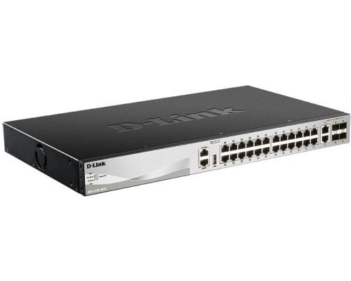 Коммутатор D-Link DGS-3130-30TS/A2A, PROJ L2+ Managed Switch with 24 10/100/1000Base-T ports and 2 10GBase-T ports and 4 10GBase-X SFP+ ports.16K Mac address, SIM, USB port, IPv6, SSL v3, 802.1Q VLAN,GVRP, 802