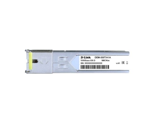 Трансивер D-Link 330T/3KM/A1A WDM SFP Transceiver with 1 1000Base-BX-D port.Up to 3km, single-mode Fiber, Simplex SC connector, Transmitting and Receiving wavelength: TX-1550nm, RX-1310nm, 3.3V power.