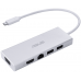 Док-станция ASUS USB OS200 USB-C DONGLE Docking Station.USB 3.0 х 2,RJ-45х1,VGAх1,HDMIх1.порт HDMI HDMI and VGA ports supports up to 2K (2048x1152), а порт DVI-I до 83 г/Серебристый