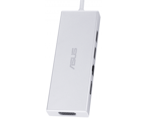 Док-станция ASUS USB OS200 USB-C DONGLE Docking Station.USB 3.0 х 2,RJ-45х1,VGAх1,HDMIх1.порт HDMI HDMI and VGA ports supports up to 2K (2048x1152), а порт DVI-I до 83 г/Серебристый